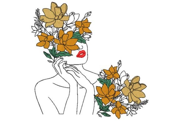 Face Young Beautiful Woman with Floral 3 Embroidery Review