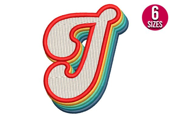 Retro Alphabet Letter J Embroidery Design