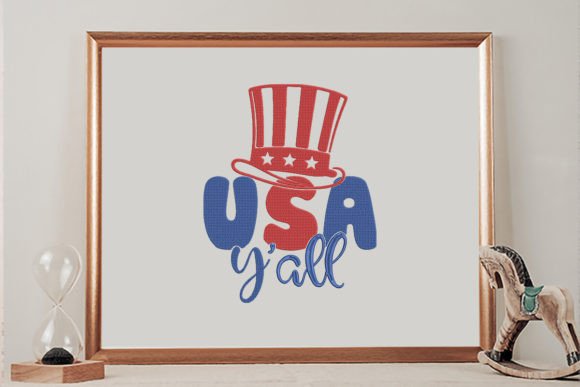 USA Y’all Hat 4th of July Embroidery Design